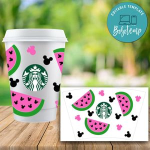 Starbucks Wrap Fruits Watermelon Pattern PNG File template Instant Download