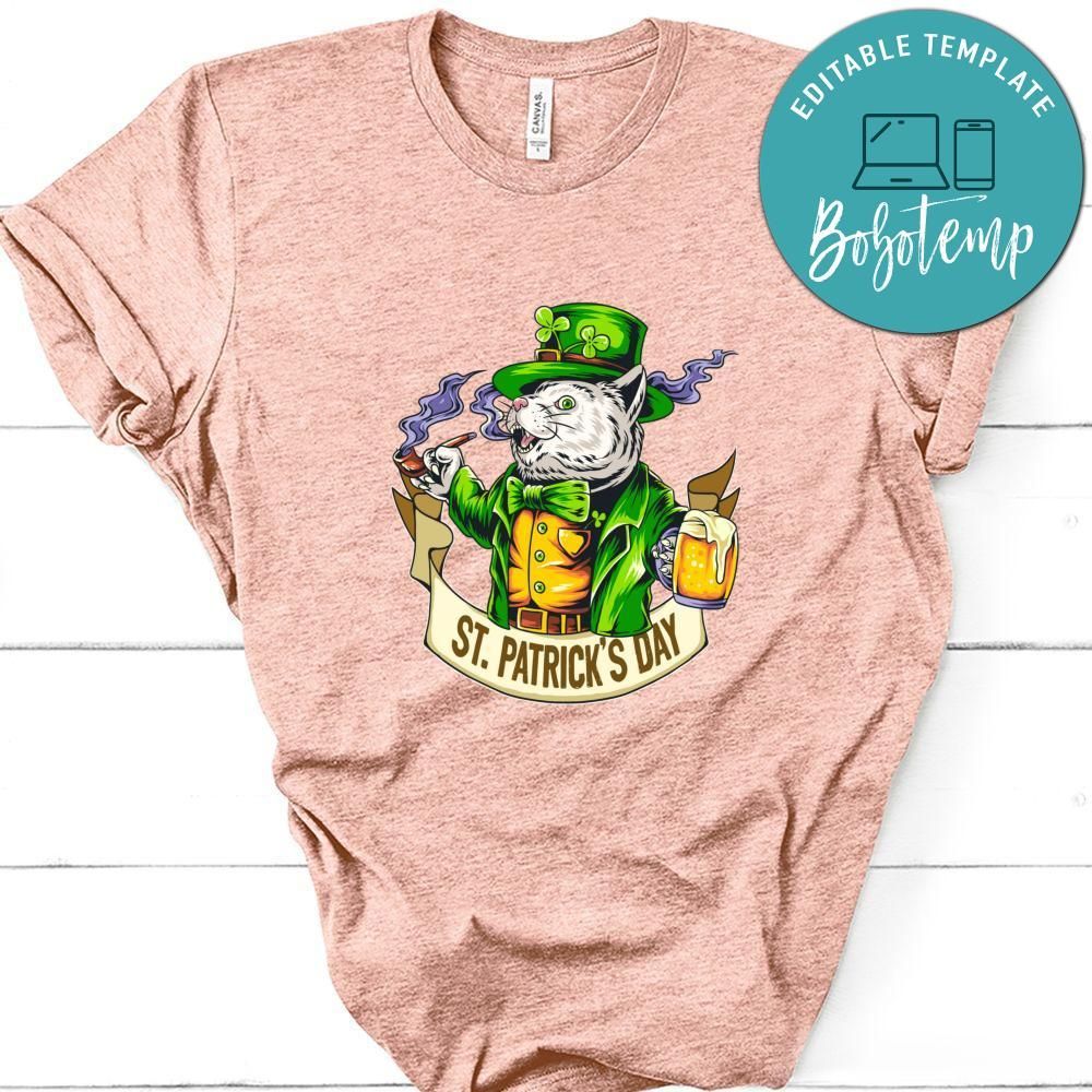 Cute Cat St.Patrick's Day Holding A Glass Full Of Beer Shirt