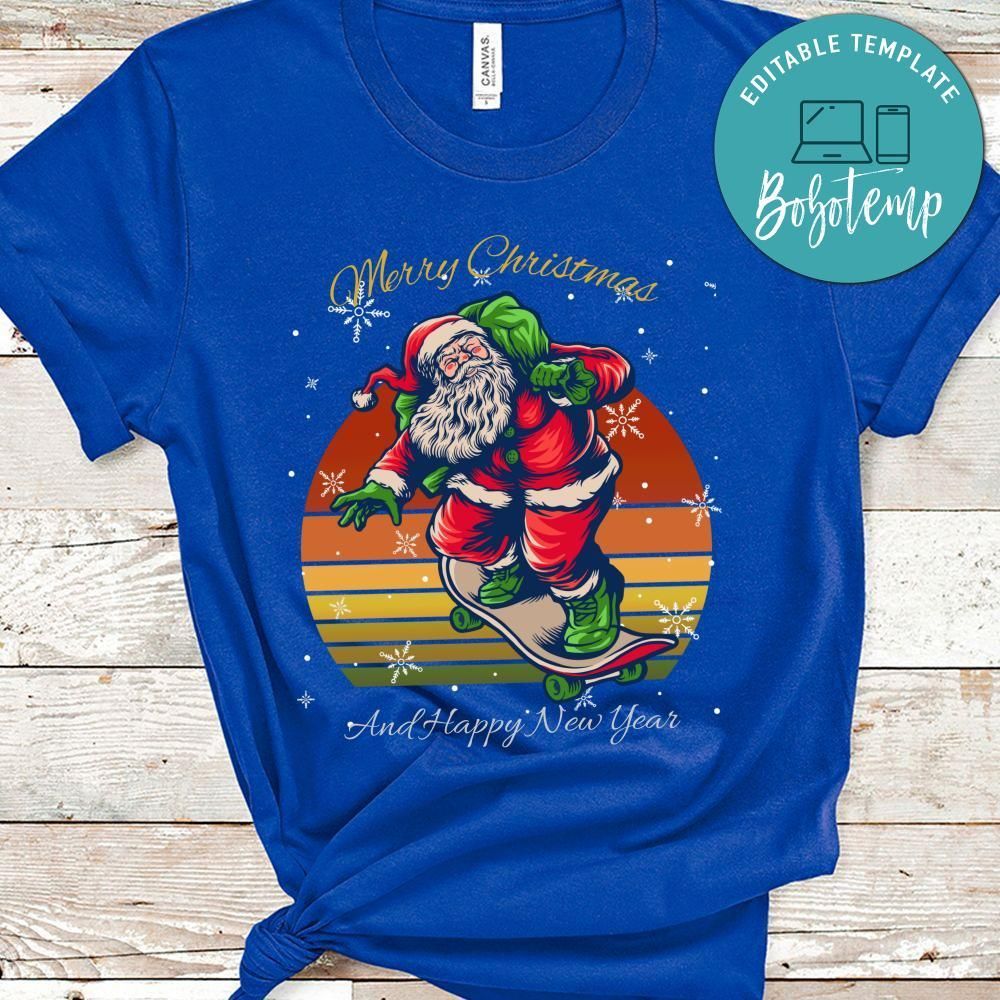 Santa Claus Playing Skateboard Delivering Merry Christmas Shirt