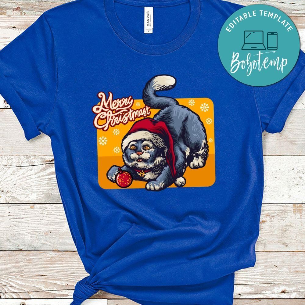 Xmas Shirt, Merry Christmas, Christmas Cute Cat At Red Santa's Hat Shirt