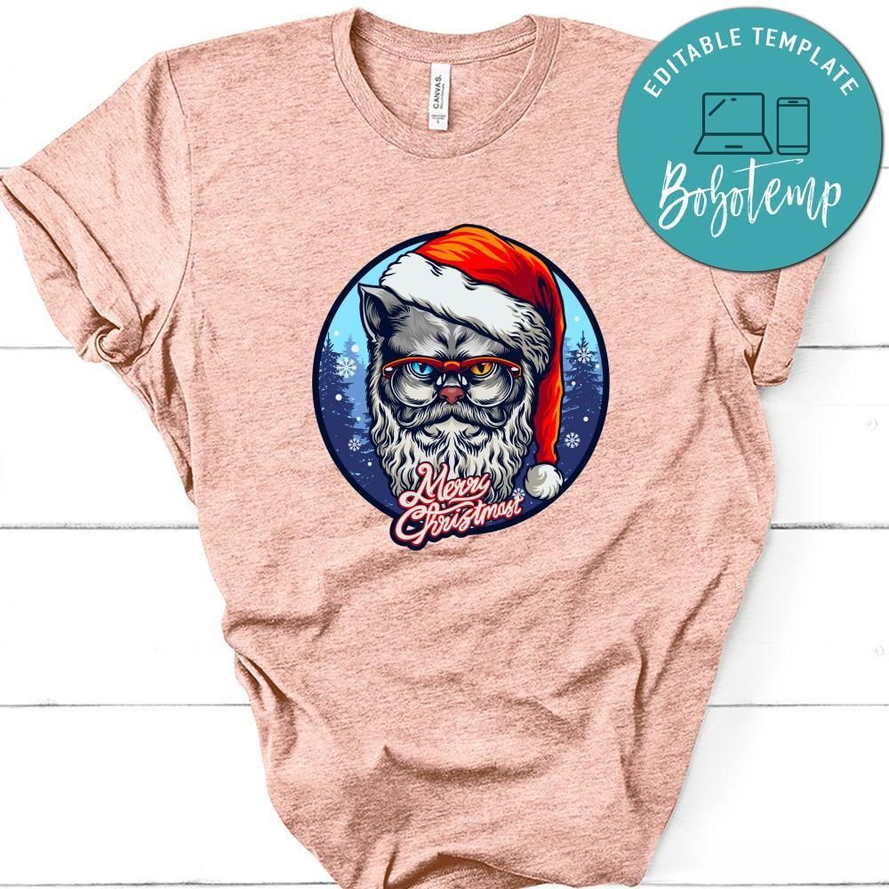 Merry Christmas, Grey Cat Merry Christmas With Forest Shirt