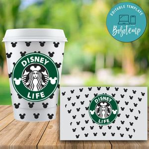 Starbucks Wrap Mickey Black PNG File template Instant Download