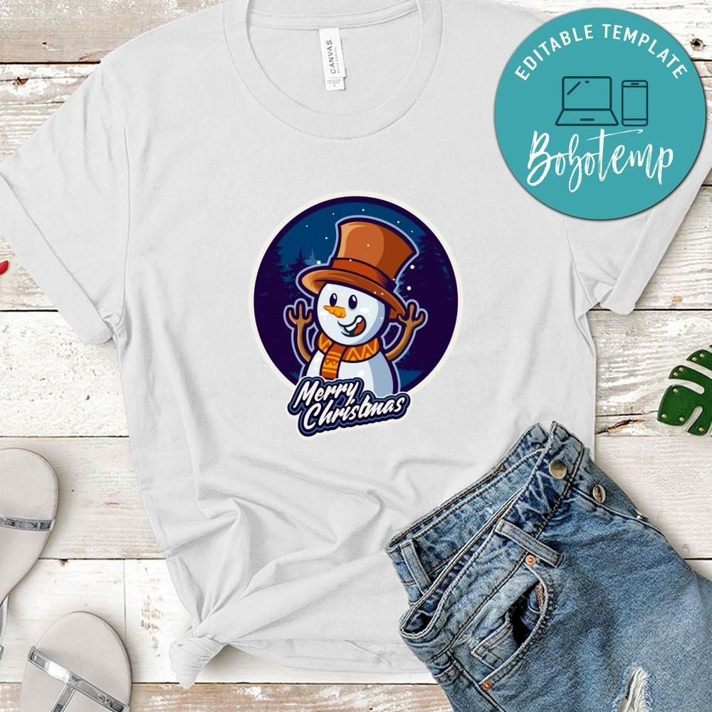 Smiley Snowman In Merry Christmas Shirt