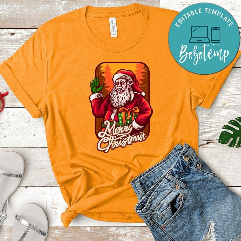 Smiley Santa Claus Merry Christmas with Gift Shirt