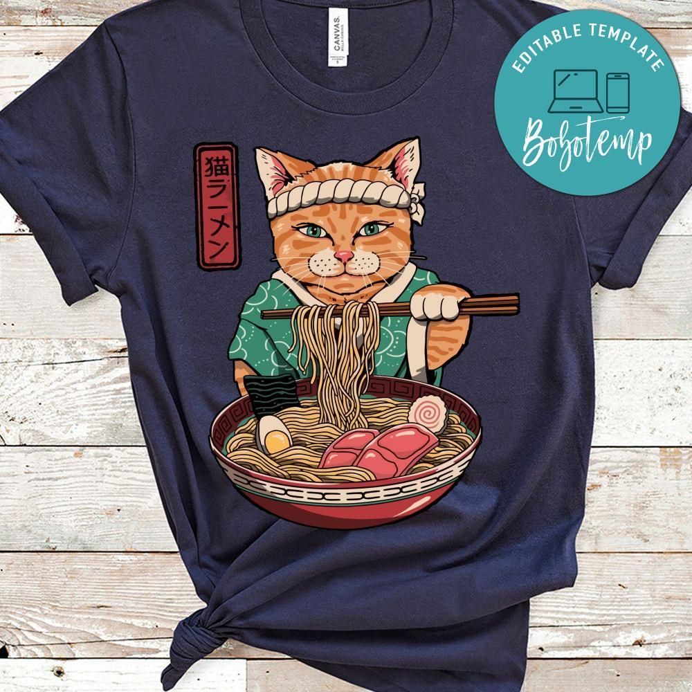 Japon Cat Neko Ramen Shirt