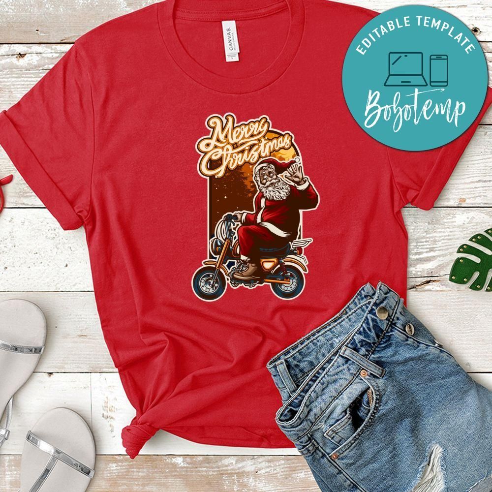 Merry Christmas, Santa Claus Riding Vintage A Motorbike Shirt