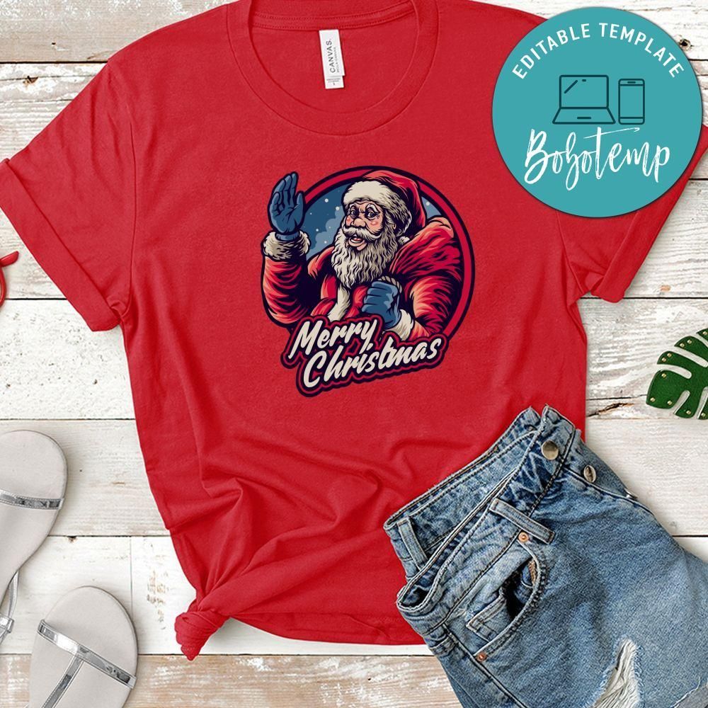 Santa Claus Merry Christmas With Bag Shirt