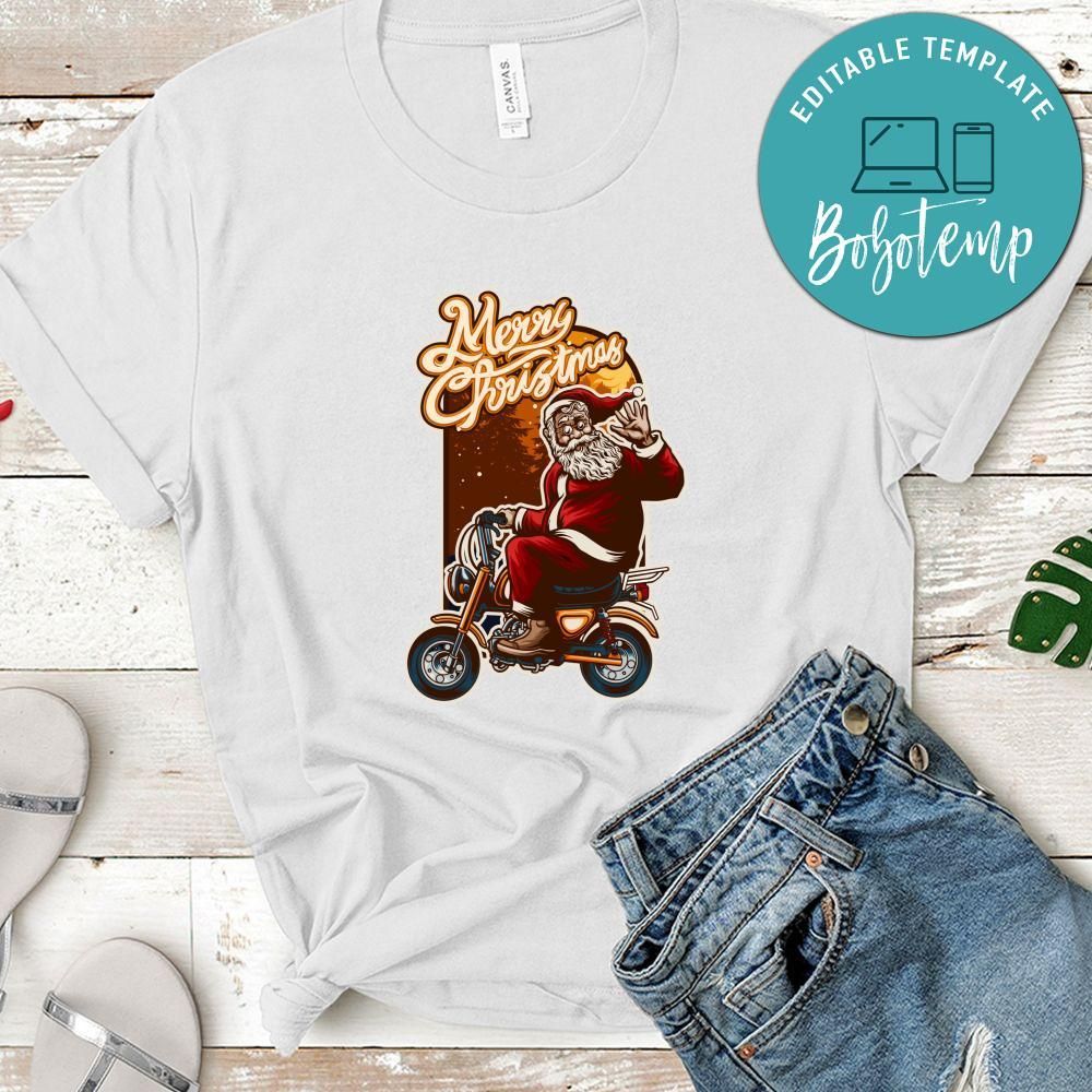 Merry Christmas, Santa Claus Riding Vintage A Motorbike Shirt