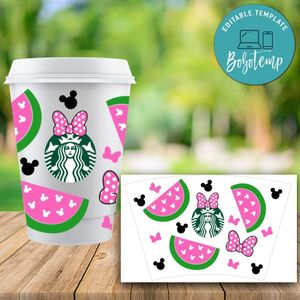 Starbucks Wrap Fruits Watermelon Pink Pattern PNG File template Instant Download