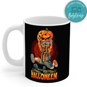 Cute Halloween Zombies Running With Pumpkin Mug