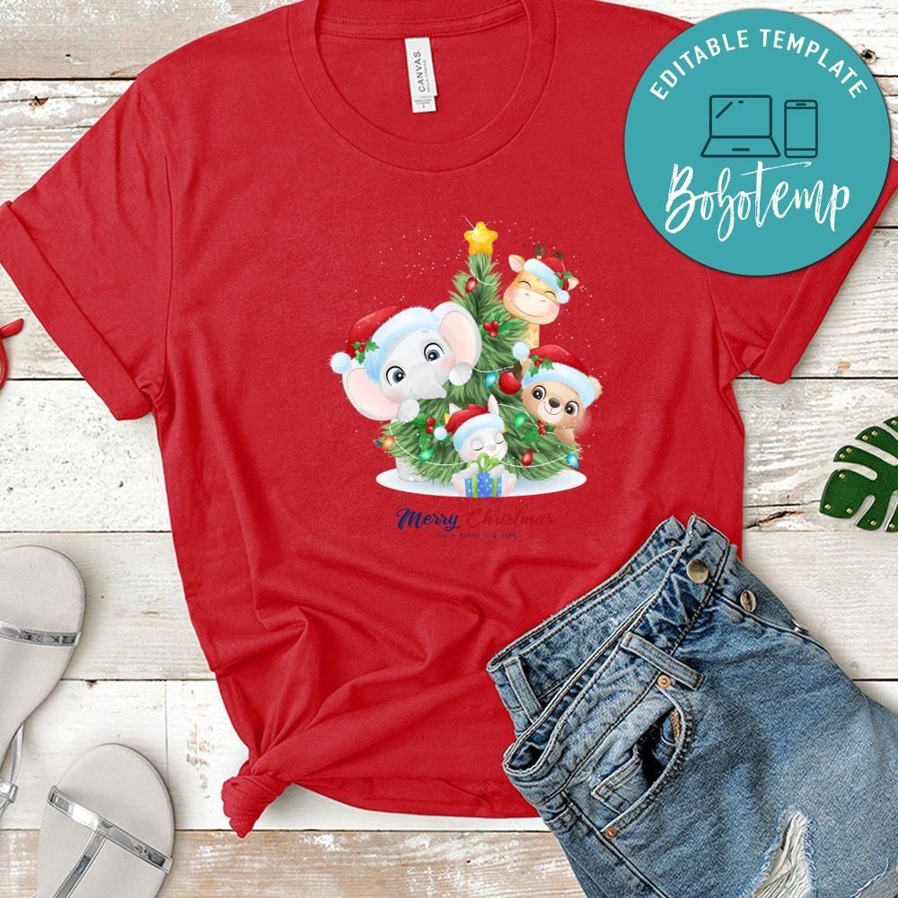 Merry Christmas And Happy New Year Cute Animals And Tree Shirt