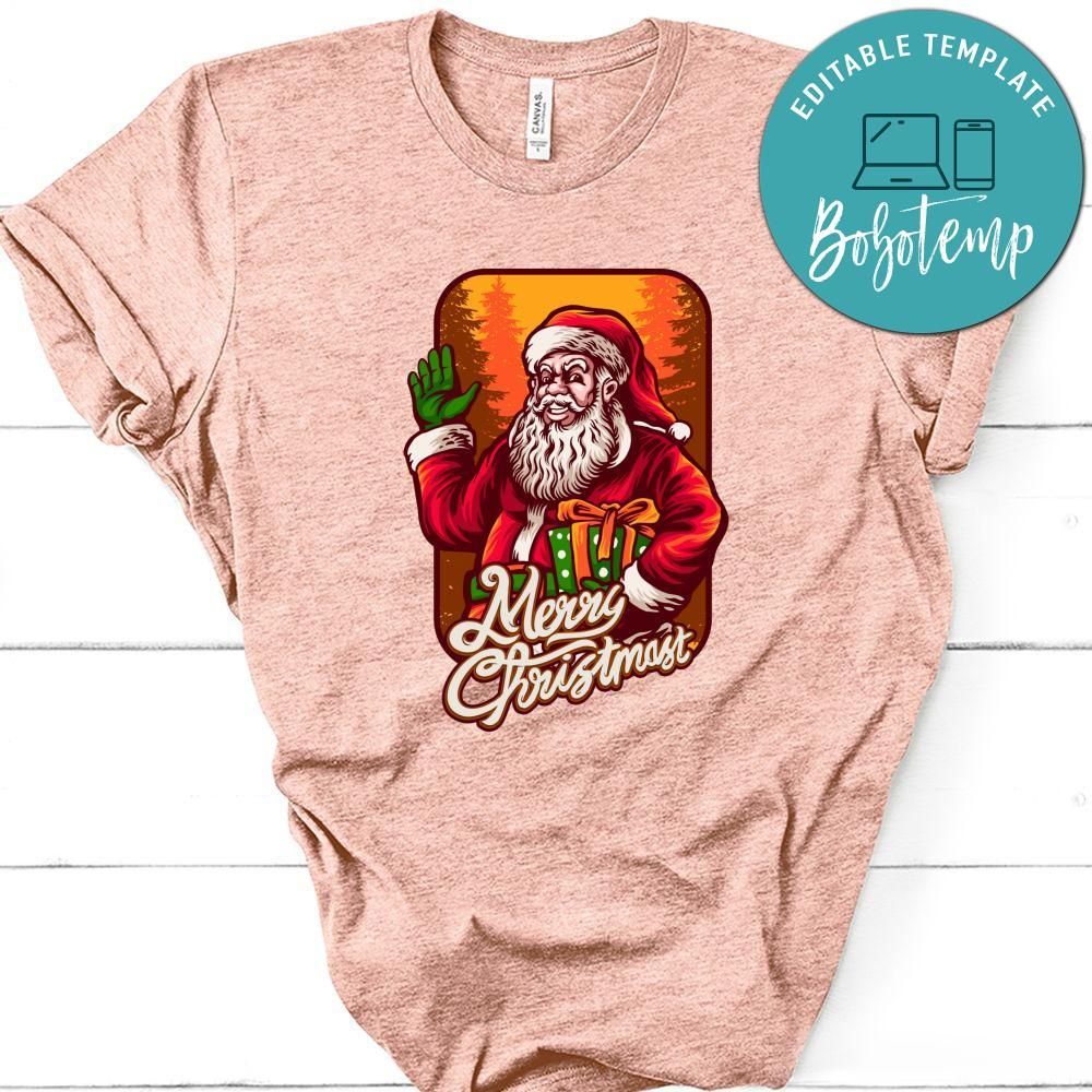 Smiley Santa Claus Merry Christmas with Gift Shirt