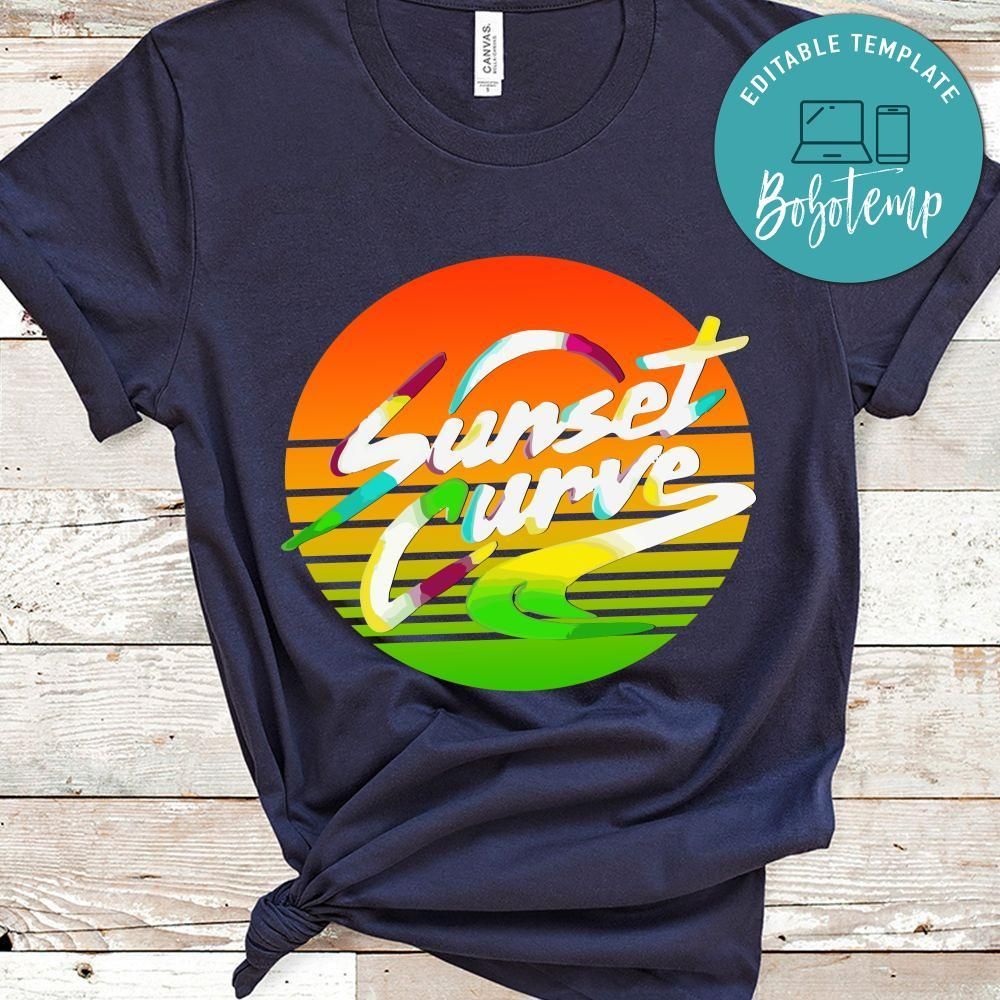 Sunset Curve Retro PNG file template