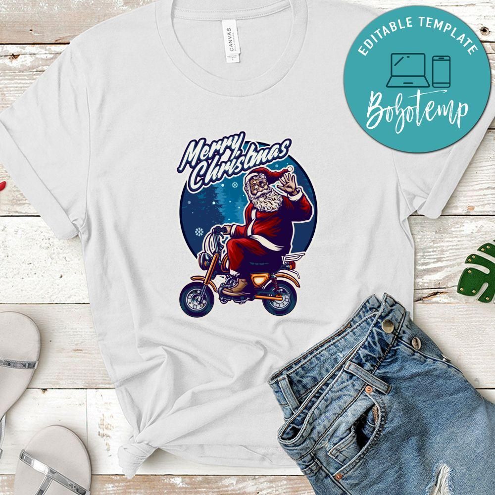 Merry Christmas, Santa Claus Riding Motorcycle Bag Merchandise Shirt