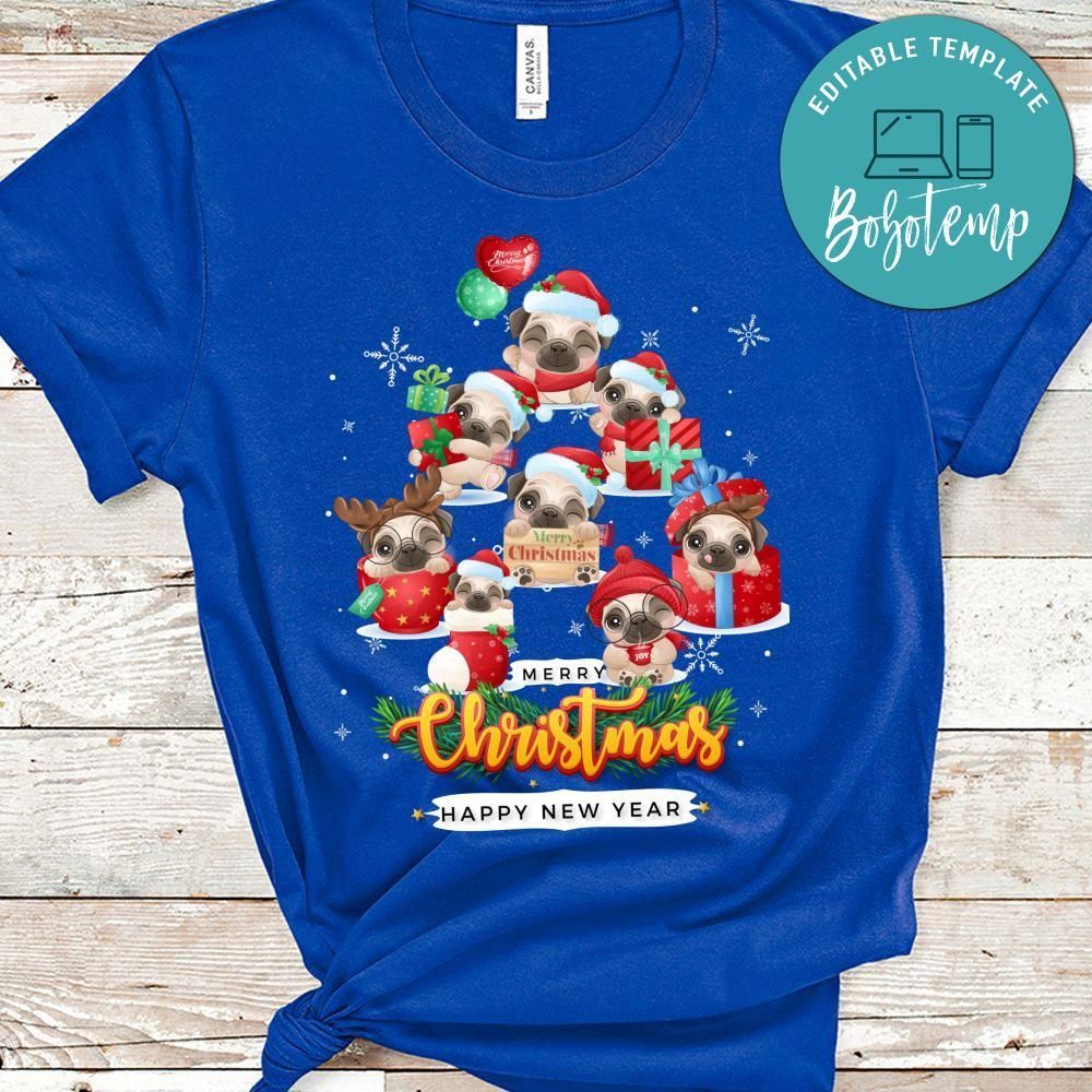 Merry Christmas And Happy New Year, Cute Pug For Christmas Day Shirt, Christmas Shirt