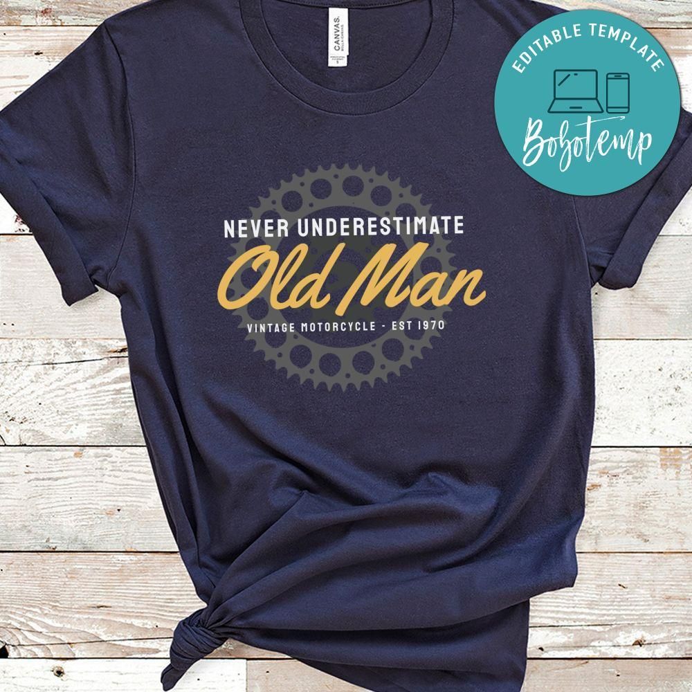 Never Underestimate Old Man Vintage Motorcycle Est 1970 Shirt