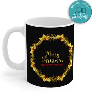 Merry Christmas And Happly New Year Golden Decoration Gift Mug