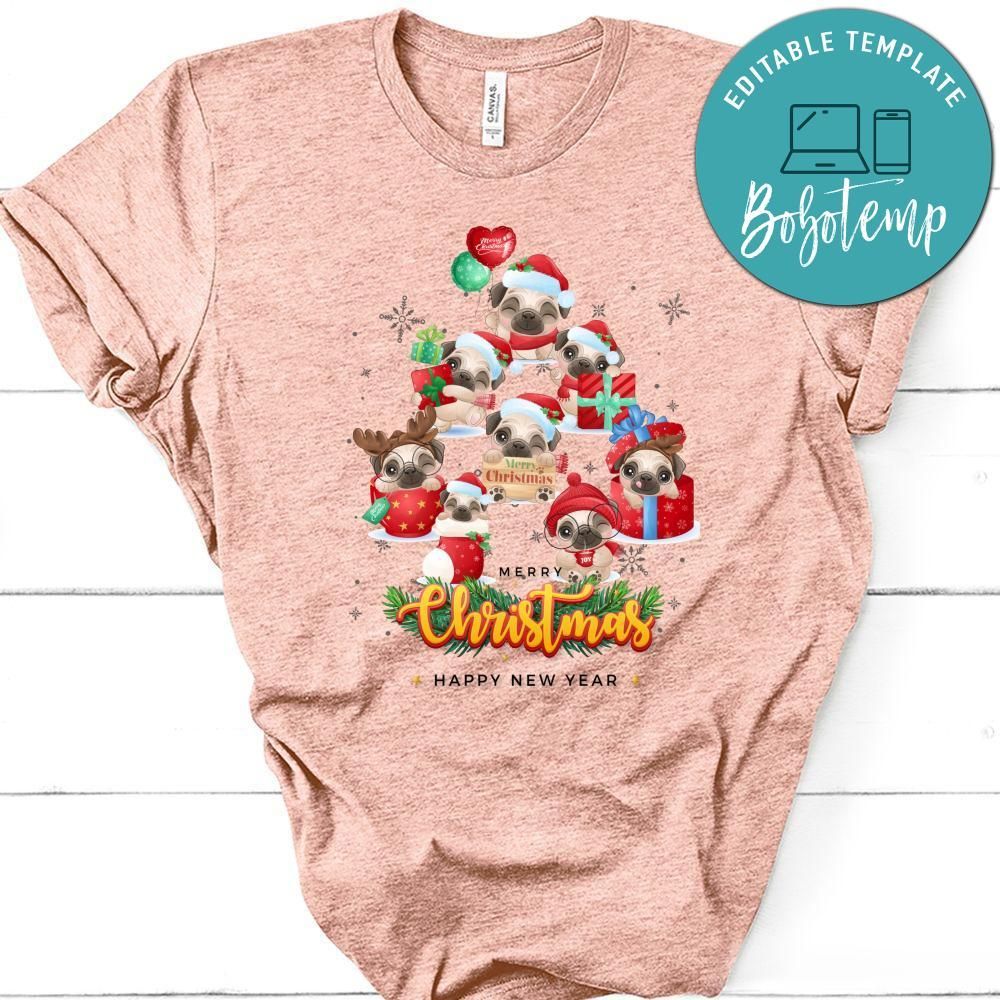 Merry Christmas And Happy New Year, Cute Pug For Christmas Day Shirt