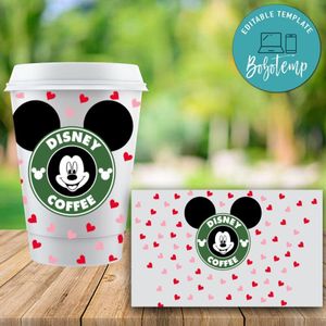 Starbucks Wrap Mickey Red Pink Pattern PNG File template Instant Download