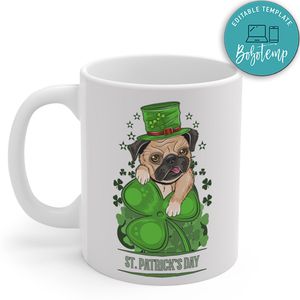 St.Patrick's Day Cute Pug Puppy Dog Mug