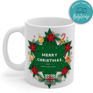 Merry Christmas And Happy New Year Mug, Christmas Mug