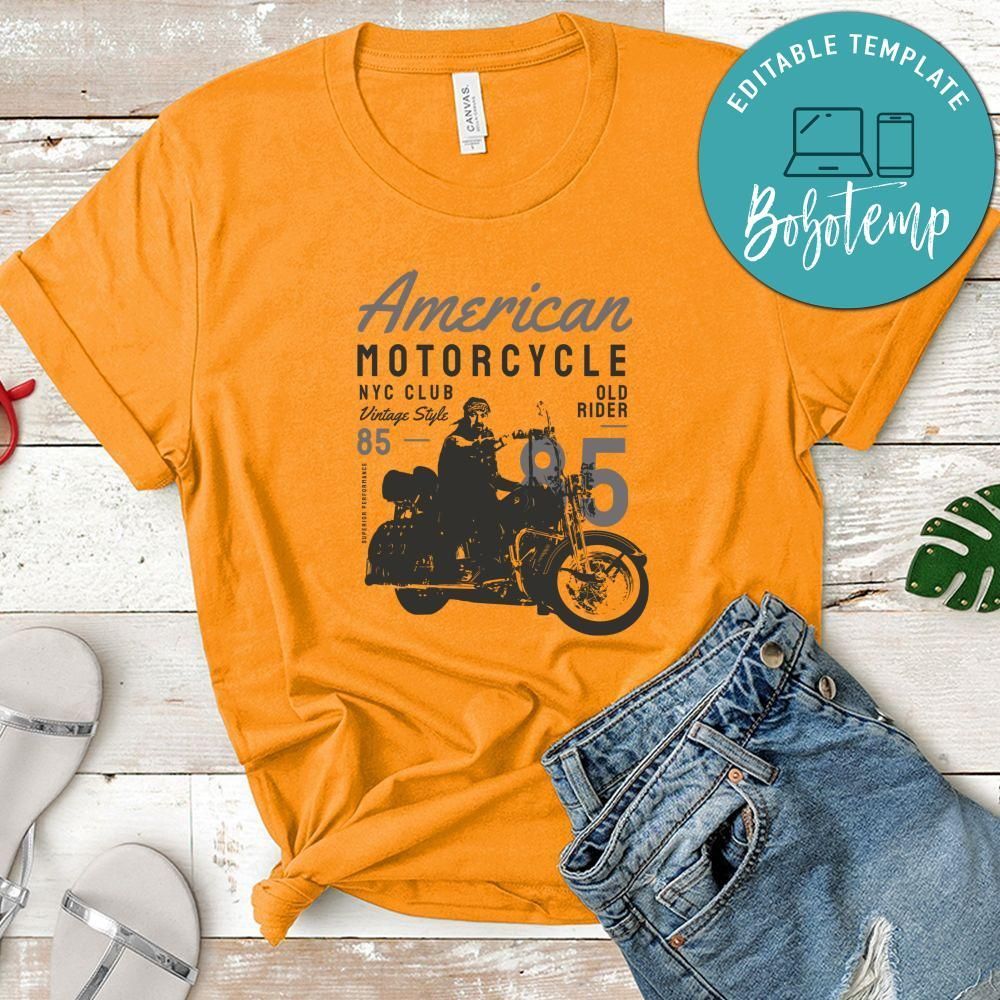 American Motorcycle NYC Club Old Rider Vintage Style Shirt