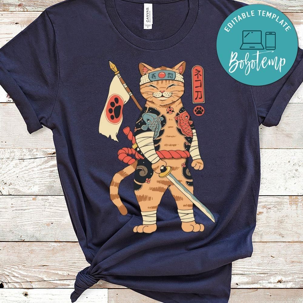Japon Cat Neko Shogun Shirt