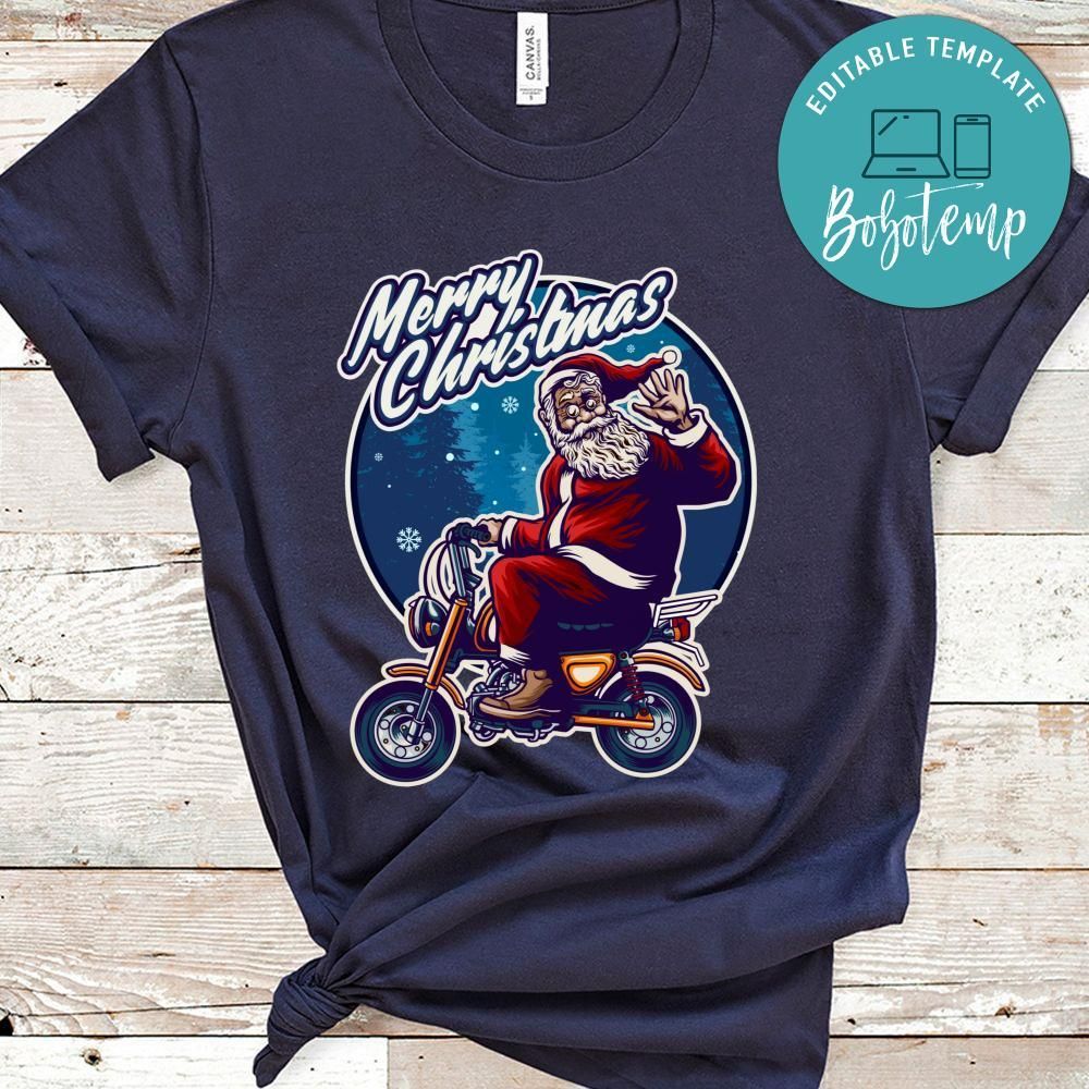 Xmas Shirt, Merry Christmas, Santa Claus Riding Motorcycle Bag Merchandise Shirt