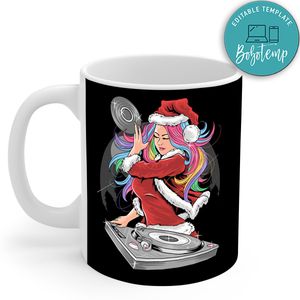 Girl Santa Claus Christmas Dj Party Mug