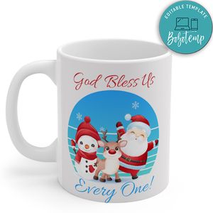 Cute Santa Claus, God Bless Us Every One Mug