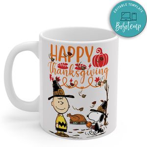 Happy Thanksgiving , Charlie Brown and Snoopy Mug
