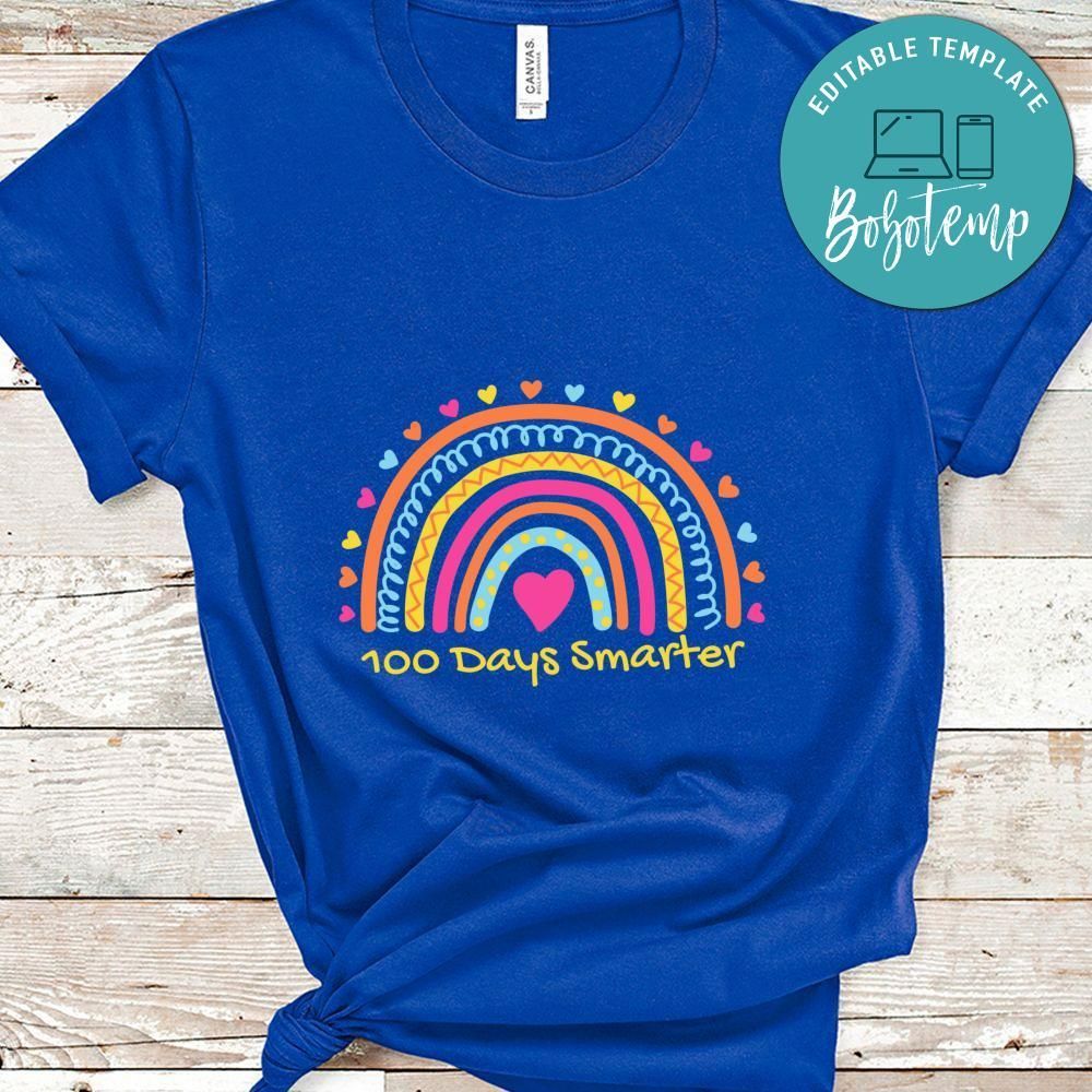 100 Days Smarter Rainbow School Teacher Shirt