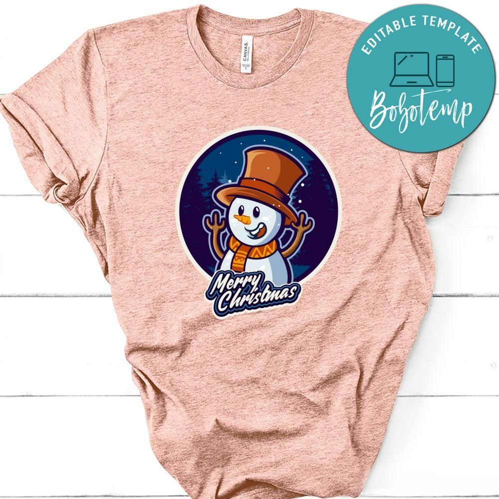 Smiley Snowman In Merry Christmas Shirt