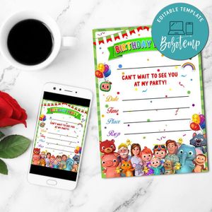Cocomelon Fill In Blank Mobile Invite Customizable Template Instant Download