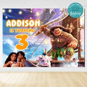 Maui Birthday Backdrop Digital File Template Instant Download