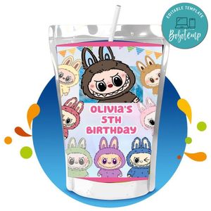 Labubu Capri Sun Birthday Label Digital File Printable Instant Download
