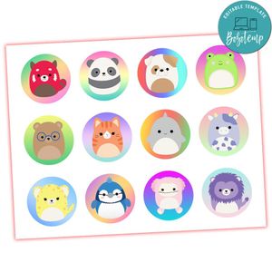 Squishmallow Cupcake Toppers Template Printable Instant Download