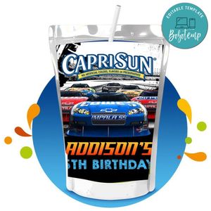 Nascar Capri Sun Birthday Labels Digital File Printable Instant Download