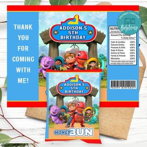 Dino Ranch Birthday Honey Buns Snack Bag Label Customizable Instant Download
