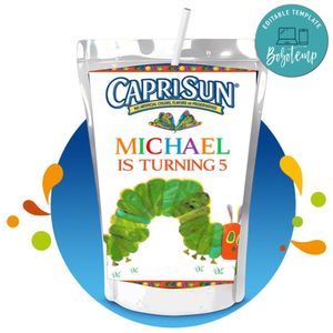 Hungry Caterpillar Capri Sun Birthday Labels Digital File Printable Instant Download