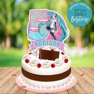 Hatsune Miku Cake Topper Template Printable Instant Download