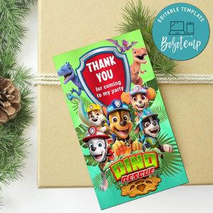 Dino Rescue Thank You Tag Customizable Template To Print At Home Instant Download