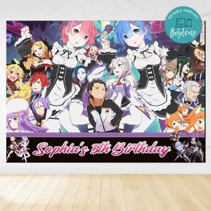 Re:Zero Birthday Backdrop Digital File Template Instant Download