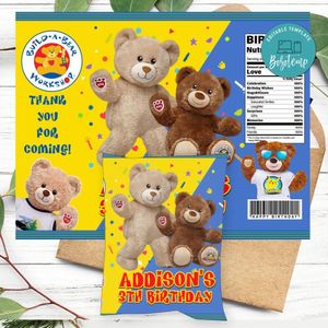 Build a bear Birthday Chip Bag Digital File Printable Instant Download