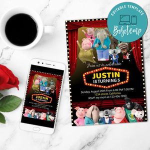 Sing 2 Invitation Customizable Template to Print at Home Instant Download