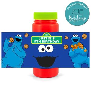 Cookie monster Bubbles Wrapper Template to Print at Home Instant Download