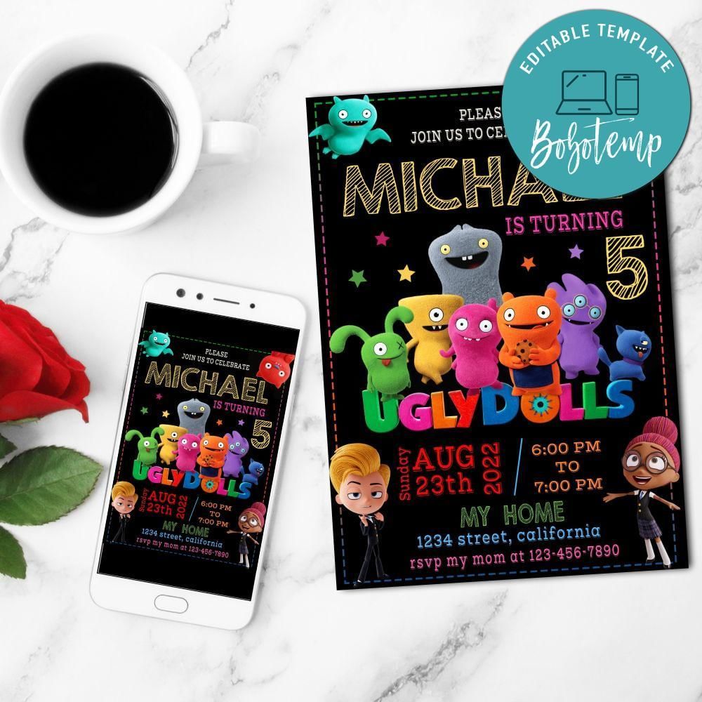 Ugly Dolls Mobile Invite Customizable Template Instant Download