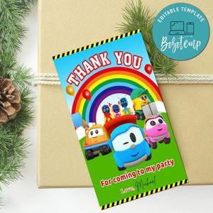 Leo The Truck Thank You Tag Customizable Template To Print At Home Instant Download