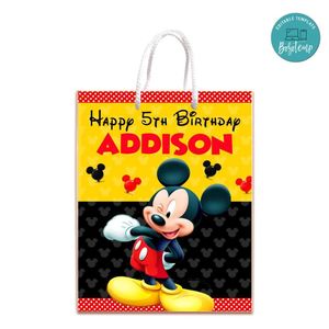 Mickey Mouse Gift Bag Label Template Printable Instant Download