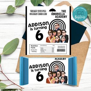 Umbrella academy Candy bar Label Customizable Template Instant Download
